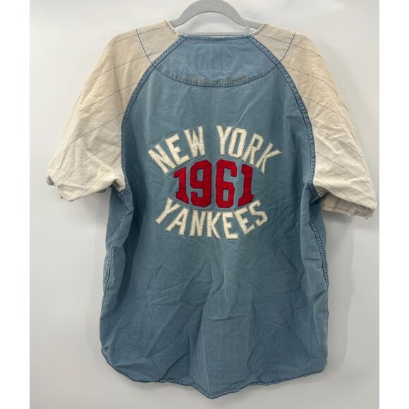 NFL Other - VTG NY Yankees 1961 Throwback Cooperstown Mirage Baseball Jersey Shirt XL Flawed